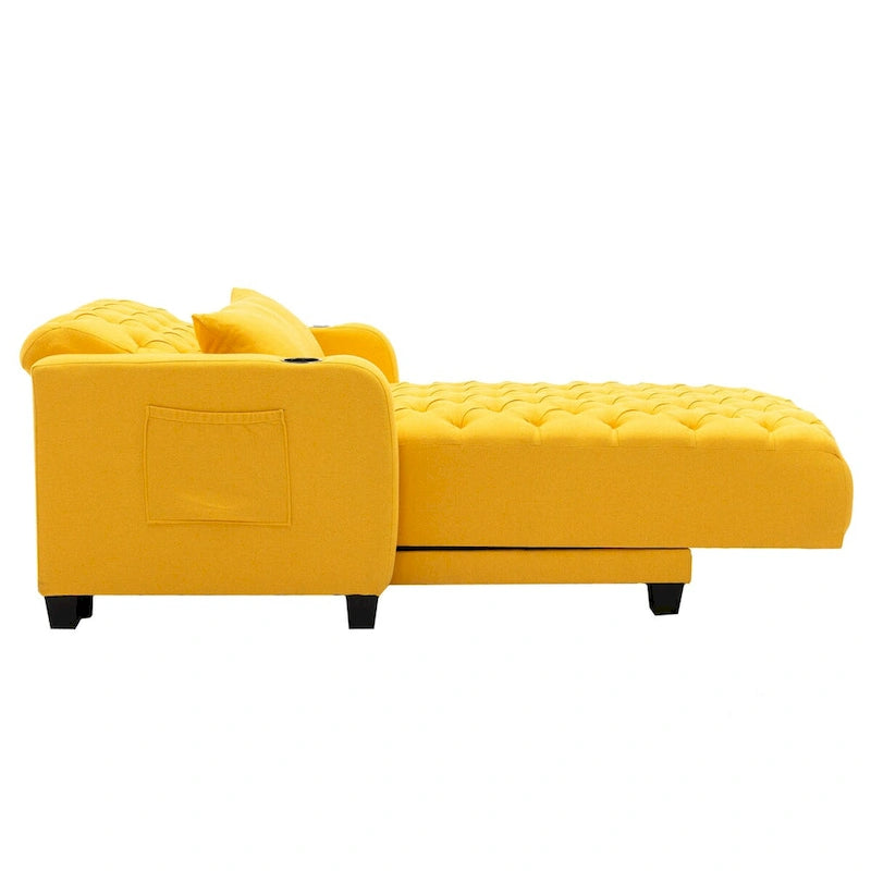 Méridienne inclinable capitonnée – Tissu polyester, Assise en mousse, Capacité 181 kg, 102x145x97 cm