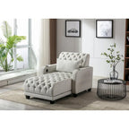 Méridienne inclinable capitonnée – Tissu polyester, Assise en mousse, Capacité 181 kg, 102x145x97 cm