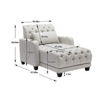 Méridienne inclinable capitonnée – Tissu polyester, Assise en mousse, Capacité 181 kg, 102x145x97 cm