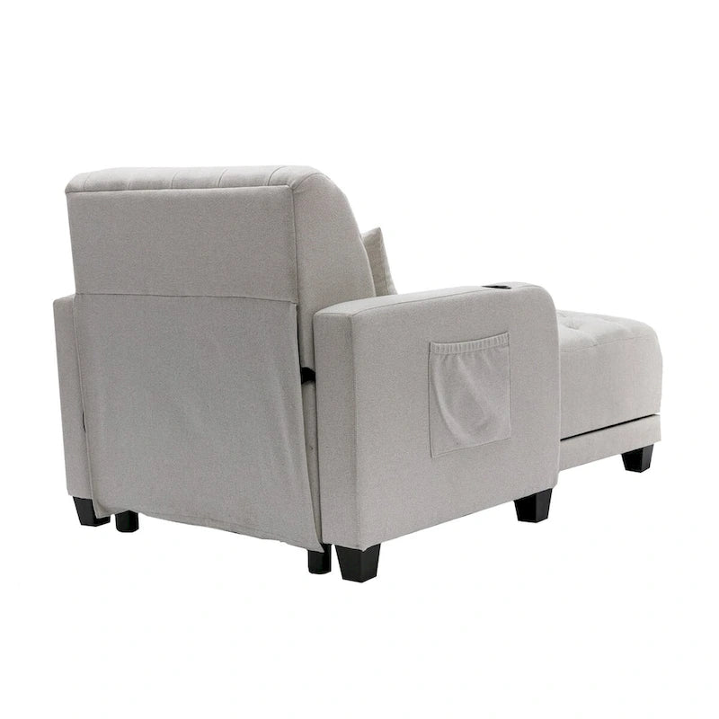 Méridienne inclinable capitonnée – Tissu polyester, Assise en mousse, Capacité 181 kg, 102x145x97 cm