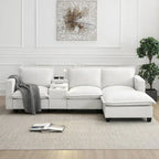 Canapé d'angle en chenille avec port USB et accoudoirs carrés, style moderne du milieu du siècle - 109 x 57