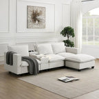 Canapé d'angle en chenille avec port USB et accoudoirs carrés, style moderne du milieu du siècle - 109 x 57