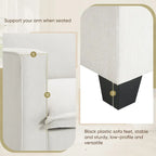 Canapé d'angle en chenille avec port USB et accoudoirs carrés, style moderne du milieu du siècle - 109 x 57