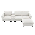 Canapé d'angle en chenille avec port USB et accoudoirs carrés, style moderne du milieu du siècle - 109 x 57