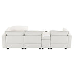 Canapé d'angle en chenille avec port USB et accoudoirs carrés, style moderne du milieu du siècle - 109 x 57
