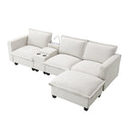 Canapé d'angle en chenille avec port USB et accoudoirs carrés, style moderne du milieu du siècle - 109 x 57