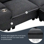 Canapé d'angle en chenille avec port USB et accoudoirs carrés, style moderne du milieu du siècle - 109 x 57