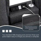 Canapé d'angle en chenille avec port USB et accoudoirs carrés, style moderne du milieu du siècle - 109 x 57