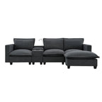Canapé d'angle en chenille avec port USB et accoudoirs carrés, style moderne du milieu du siècle - 109 x 57