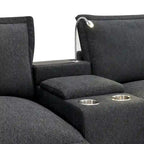 Canapé d'angle en chenille avec port USB et accoudoirs carrés, style moderne du milieu du siècle - 109 x 57