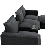 Canapé d'angle en chenille avec port USB et accoudoirs carrés, style moderne du milieu du siècle - 109 x 57