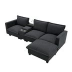 Canapé d'angle en chenille avec port USB et accoudoirs carrés, style moderne du milieu du siècle - 109 x 57