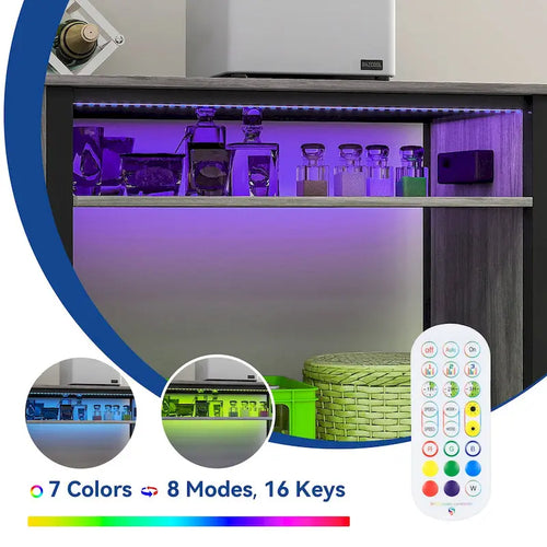 Meuble d'aquarium de 52 pouces de large pour aquariums de 55-75 gallons avec bande lumineuse RVB