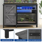 Meuble d'aquarium de 52 pouces de large pour aquariums de 55-75 gallons avec bande lumineuse RVB
