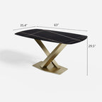 Table à manger rectangulaire en marbre noir moderne