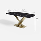 Table à manger rectangulaire en marbre noir moderne