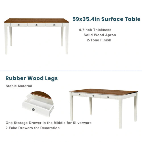 Ensemble de salle à manger 6 pièces en bois avec 4 chaises et un banc
