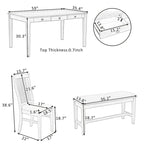 Ensemble de salle à manger 6 pièces en bois avec 4 chaises et un banc