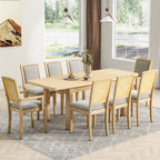 Ensemble de salle à manger rustique extensible avec rallonge amovible de 61 cm, 6 chaises de salle à manger sans accoudoirs rembourrées et 2 fauteuils rembourrés.