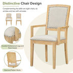 Ensemble de salle à manger rustique extensible avec rallonge amovible de 61 cm, 6 chaises de salle à manger sans accoudoirs rembourrées et 2 fauteuils rembourrés.
