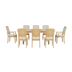 Ensemble de salle à manger rustique extensible avec rallonge amovible de 61 cm, 6 chaises de salle à manger sans accoudoirs rembourrées et 2 fauteuils rembourrés.