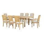 Ensemble de salle à manger rustique extensible avec rallonge amovible de 61 cm, 6 chaises de salle à manger sans accoudoirs rembourrées et 2 fauteuils rembourrés.
