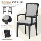 Ensemble de salle à manger rustique extensible avec rallonge amovible de 61 cm, 6 chaises de salle à manger sans accoudoirs rembourrées et 2 fauteuils rembourrés.