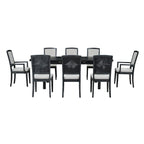 Ensemble de salle à manger rustique extensible avec rallonge amovible de 61 cm, 6 chaises de salle à manger sans accoudoirs rembourrées et 2 fauteuils rembourrés.