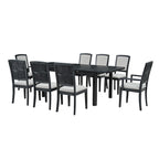Ensemble de salle à manger rustique extensible avec rallonge amovible de 61 cm, 6 chaises de salle à manger sans accoudoirs rembourrées et 2 fauteuils rembourrés.