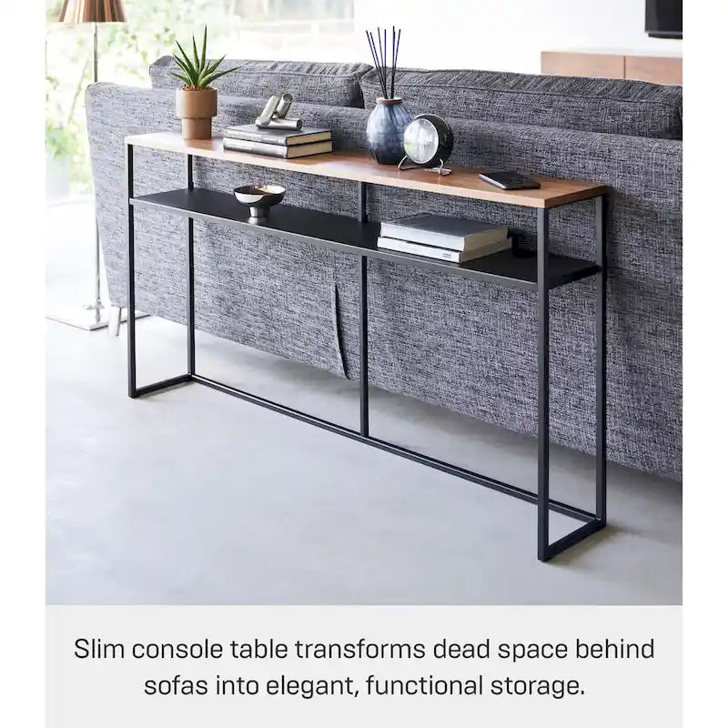Longue table console – Acier avec étagère, 126 cm (L) x 20 cm (l) x 65 cm (H)