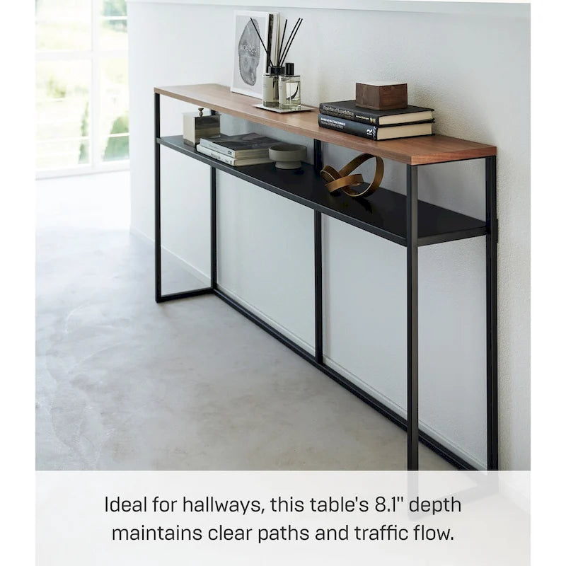 Longue table console – Acier avec étagère, 126 cm (L) x 20 cm (l) x 65 cm (H)