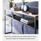 Longue table console – Acier avec étagère, 126 cm (L) x 20 cm (l) x 65 cm (H)