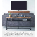 Longue table console – Acier avec étagère, 126 cm (L) x 20 cm (l) x 65 cm (H)