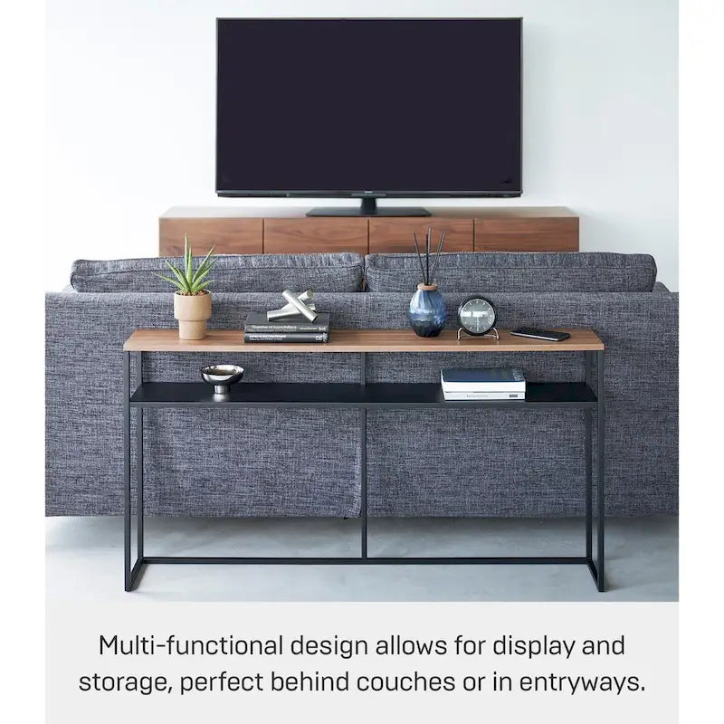 Longue table console – Acier avec étagère, 126 cm (L) x 20 cm (l) x 65 cm (H)