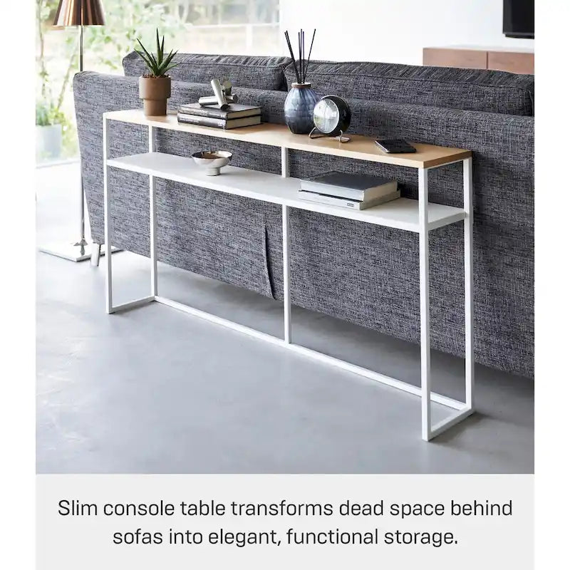 Longue table console – Acier avec étagère, 126 cm (L) x 20 cm (l) x 65 cm (H)