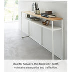 Longue table console – Acier avec étagère, 126 cm (L) x 20 cm (l) x 65 cm (H)