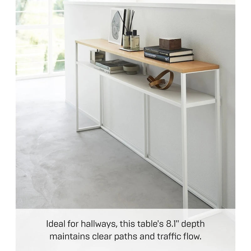 Longue table console – Acier avec étagère, 126 cm (L) x 20 cm (l) x 65 cm (H)
