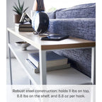 Longue table console – Acier avec étagère, 126 cm (L) x 20 cm (l) x 65 cm (H)