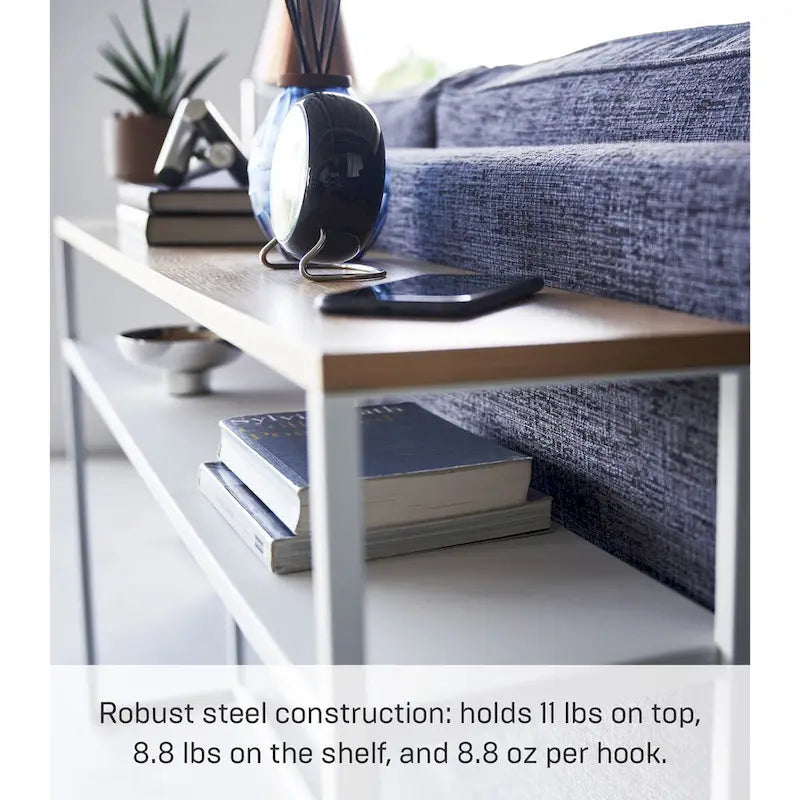 Longue table console – Acier avec étagère, 126 cm (L) x 20 cm (l) x 65 cm (H)