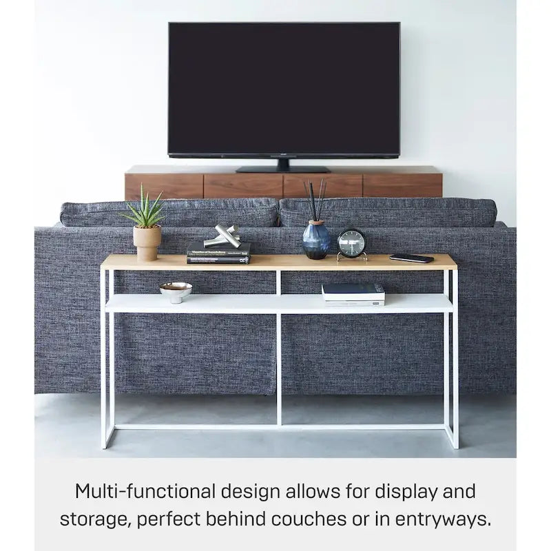 Longue table console – Acier avec étagère, 126 cm (L) x 20 cm (l) x 65 cm (H)