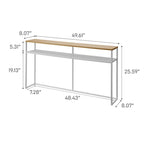 Longue table console – Acier avec étagère, 126 cm (L) x 20 cm (l) x 65 cm (H)