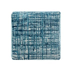 Pouffe ottoman 45 cm bleu en mélange de polyester – Repose-pieds compact pour salon