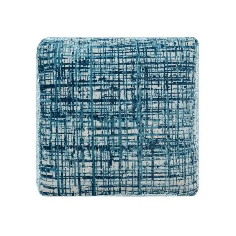 Pouffe ottoman 45 cm bleu en mélange de polyester – Repose-pieds compact pour salon