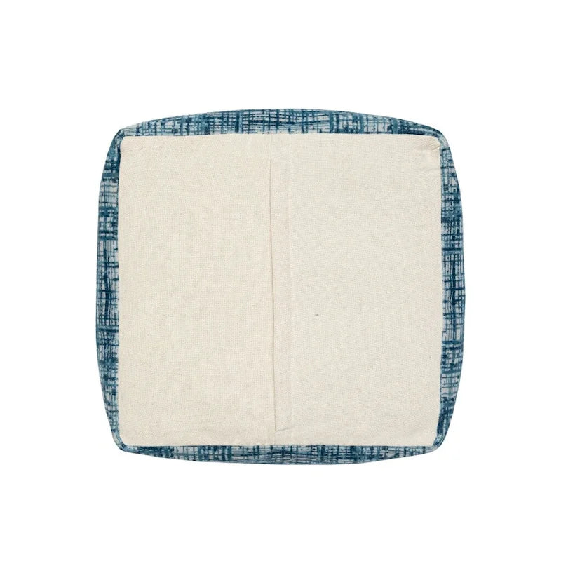 Pouffe ottoman 45 cm bleu en mélange de polyester – Repose-pieds compact pour salon