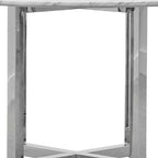 Table à manger ronde Eun de 48 pouces avec plateau en marbre, piètement croisé, chrome
