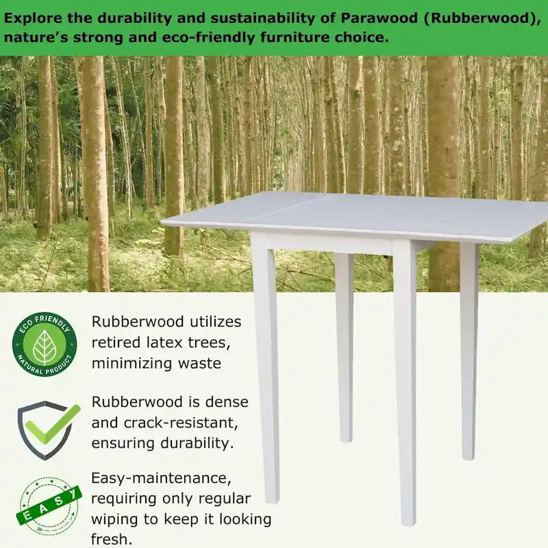 Petite table de salle à manger à abattants de style Shaker – Bois d'hévéa massif, 36W x 22D x 29H po, Plusieurs finitions