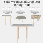 Petite table de salle à manger à abattants de style Shaker – Bois d'hévéa massif, 36W x 22D x 29H po, Plusieurs finitions