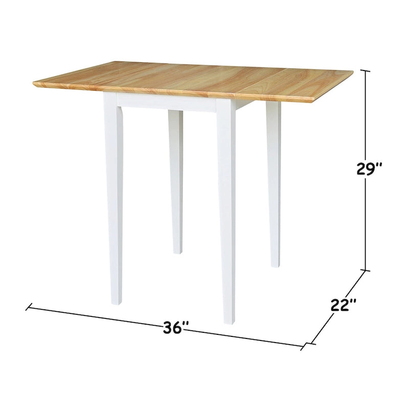 Petite table de salle à manger à abattants de style Shaker – Bois d'hévéa massif, 36W x 22D x 29H po, Plusieurs finitions