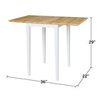 Petite table de salle à manger à abattants de style Shaker – Bois d'hévéa massif, 36W x 22D x 29H po, Plusieurs finitions