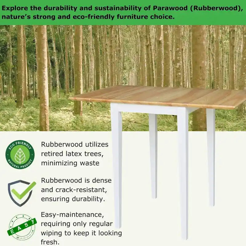 Petite table de salle à manger à abattants de style Shaker – Bois d'hévéa massif, 36W x 22D x 29H po, Plusieurs finitions